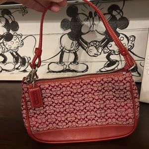 Red monogram Coach mini purse